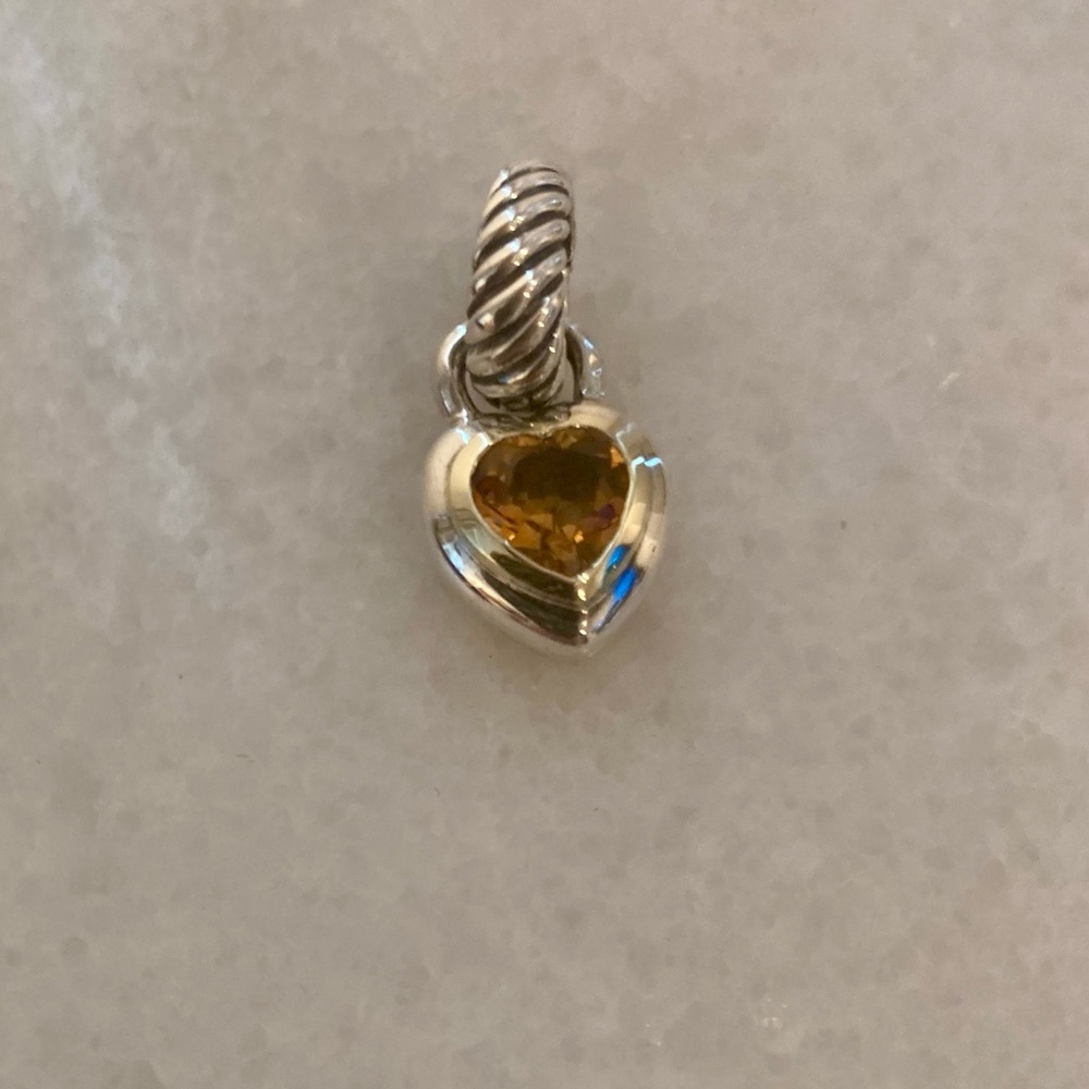 David Yurman Citrine Heart Cable Pendant Enhancer - Picture 6 of 16
